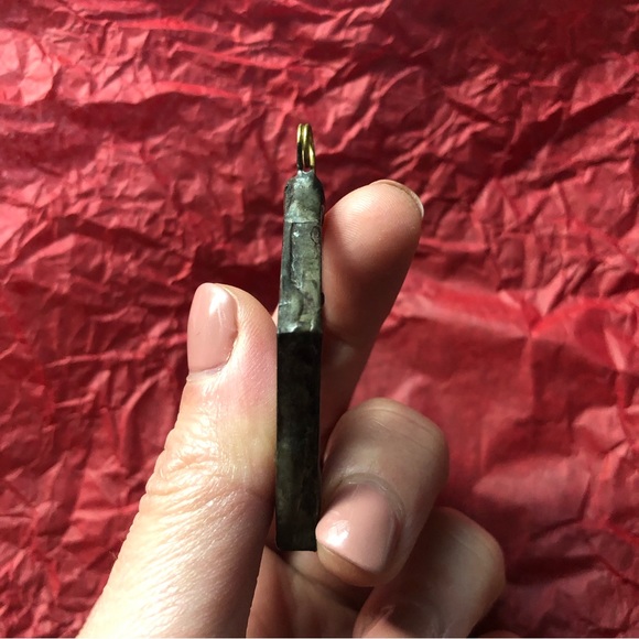 Raw Metal & Glass Casing Dried Flower Pendant - OOAK - Picture 6 of 6